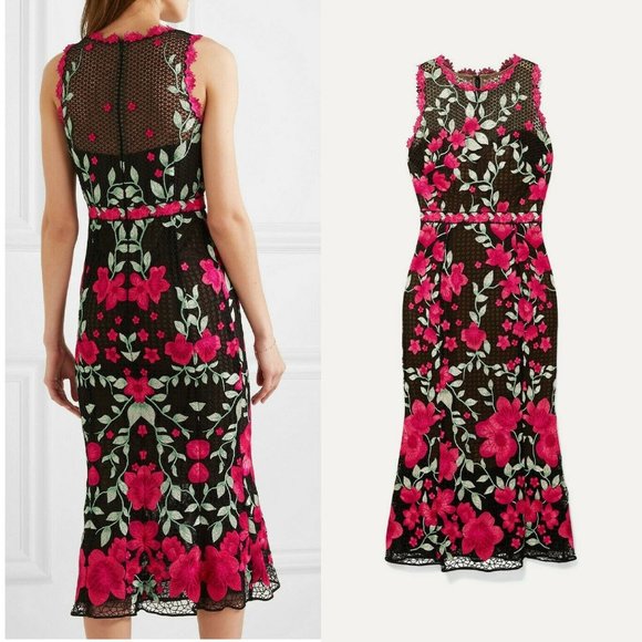 🆕 Marchesa Notte Embroidered Floral Lace Dress - Picture 3 of 10